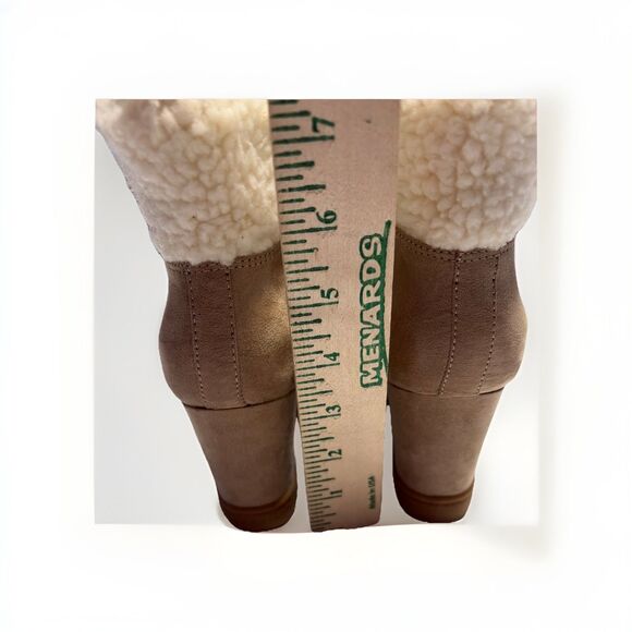 Unisa Wedge Tan Suede Ankle Winter Boots Women 8.5M Sherpa Lined Boho NEW - Picture 6 of 14